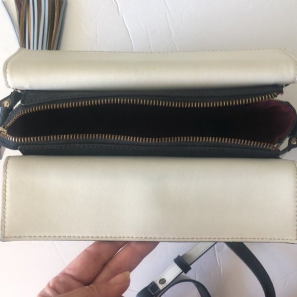 TED BAKER LONDON Colour by Numbers Glacial Leather Crossbody White Black Blue - Picture 9 of 16